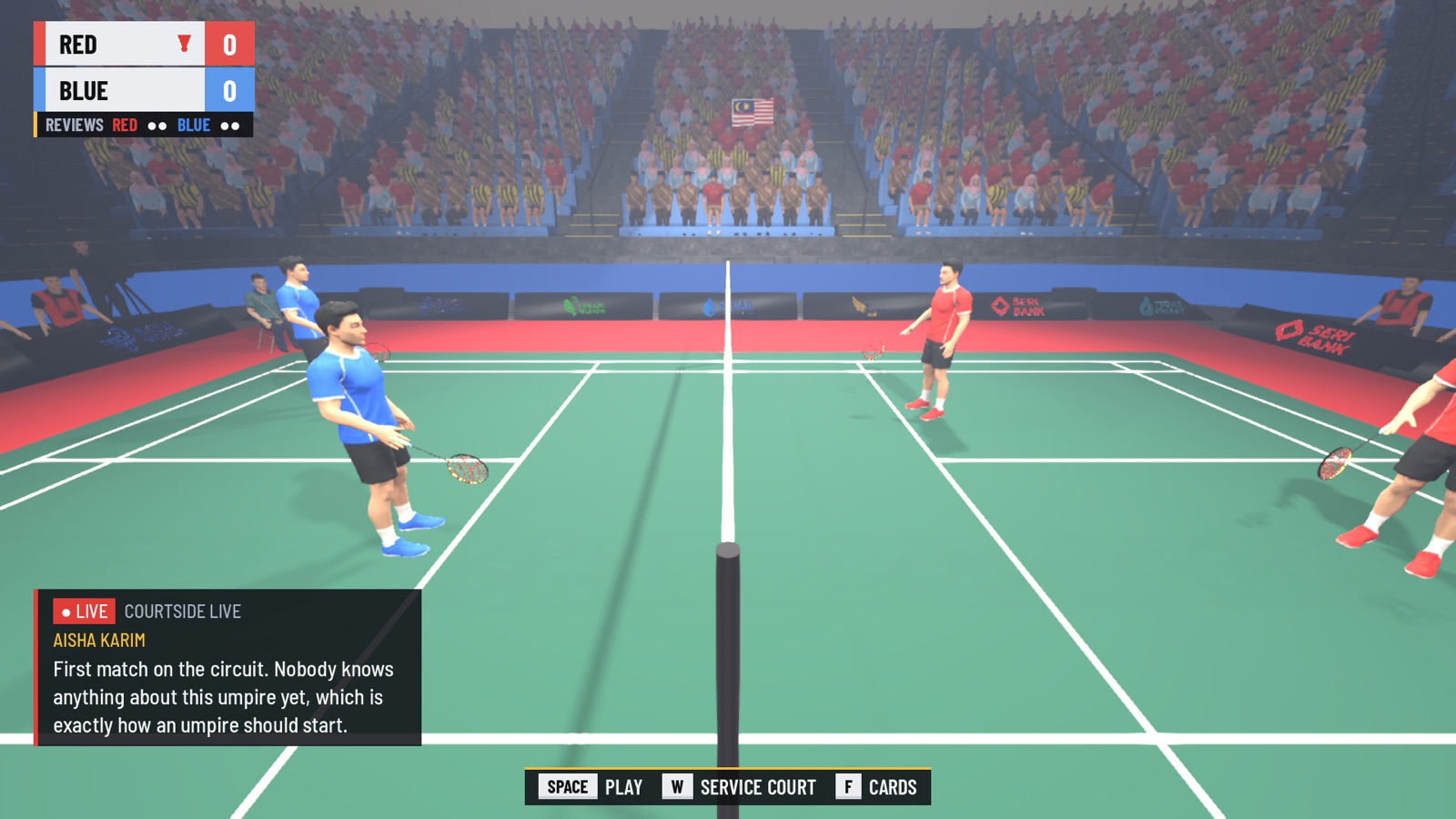 Badminton at the international final, from the umpire's chair